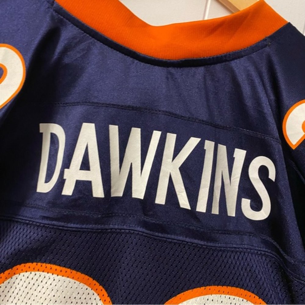 Reebok Denver Broncos Brian Dawkins Jersey 20 Football NFL Blue Orange Shirt - Picture 8 of 13